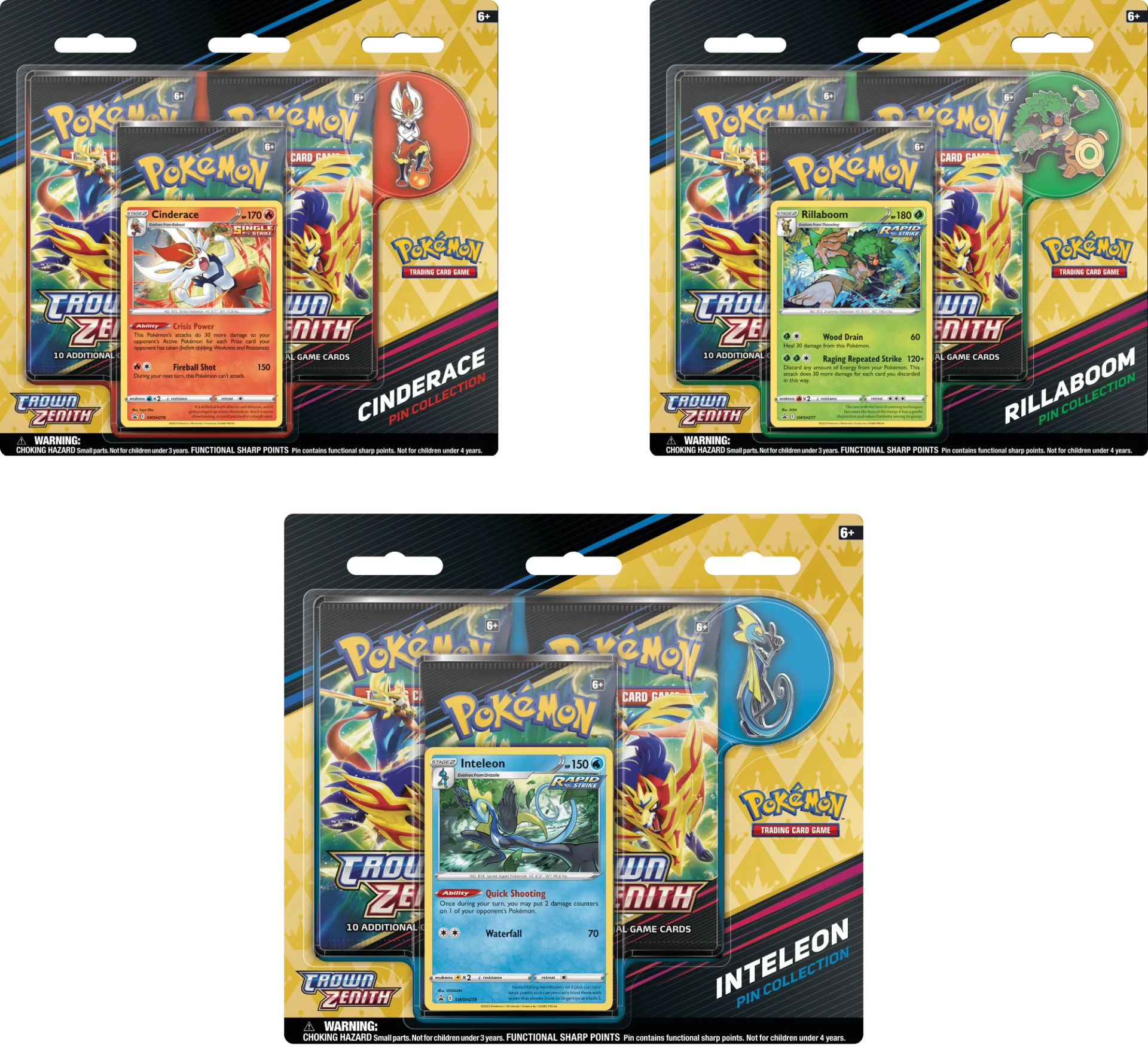 Pokemon Crown Zenith Pin Collection Blister Pack - Set of 3